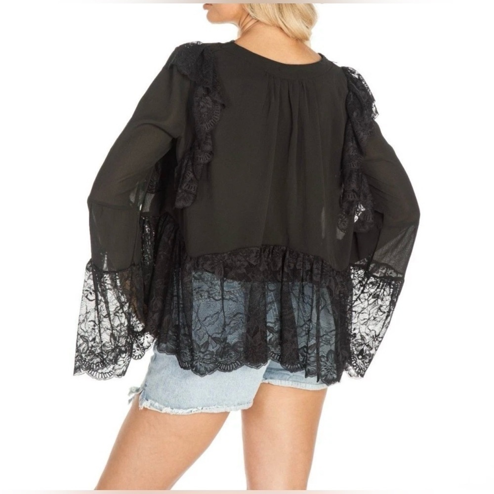Elegant Black Lace Women Top - Picture 5 of 10